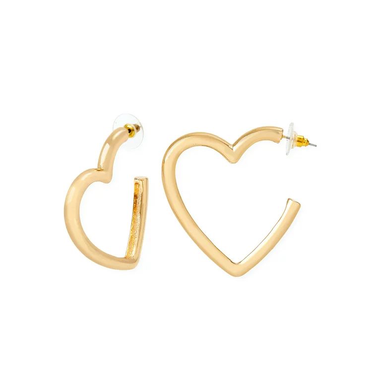 Sofia Jewelry by Sofia Vergara Women’s Gold Tone Heart Hoop Earrings | Walmart (US)
