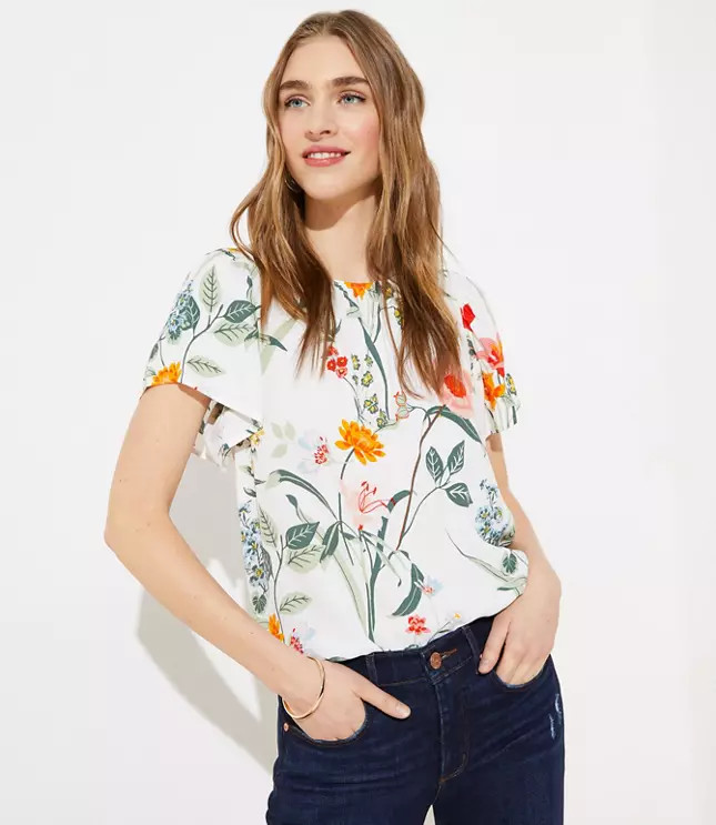 Garden Button Back Flutter Top | LOFT