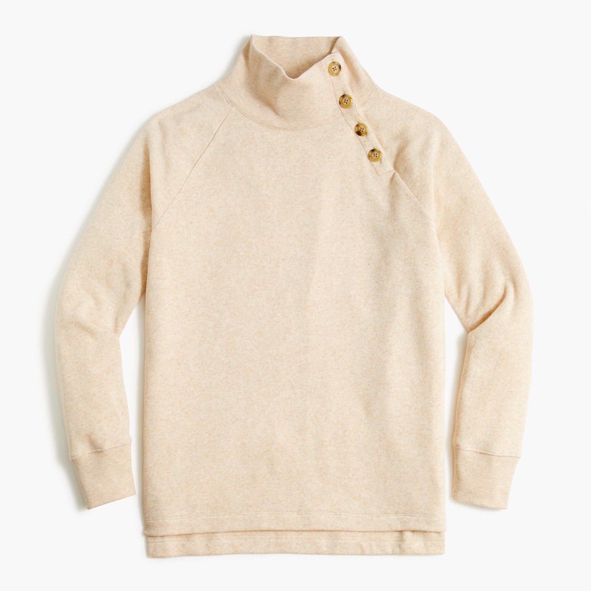 Wide button-collar tunic sweatshirt in cloudspun fleece | J.Crew Factory