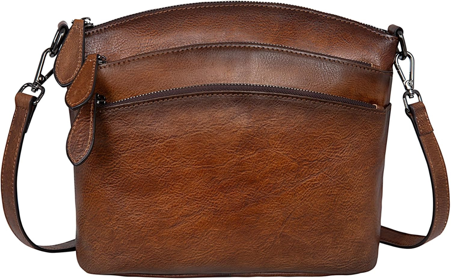 HESHE Leather Crossbody Bags for Women Vintage Shoulder Handbag for Travel | Amazon (US)