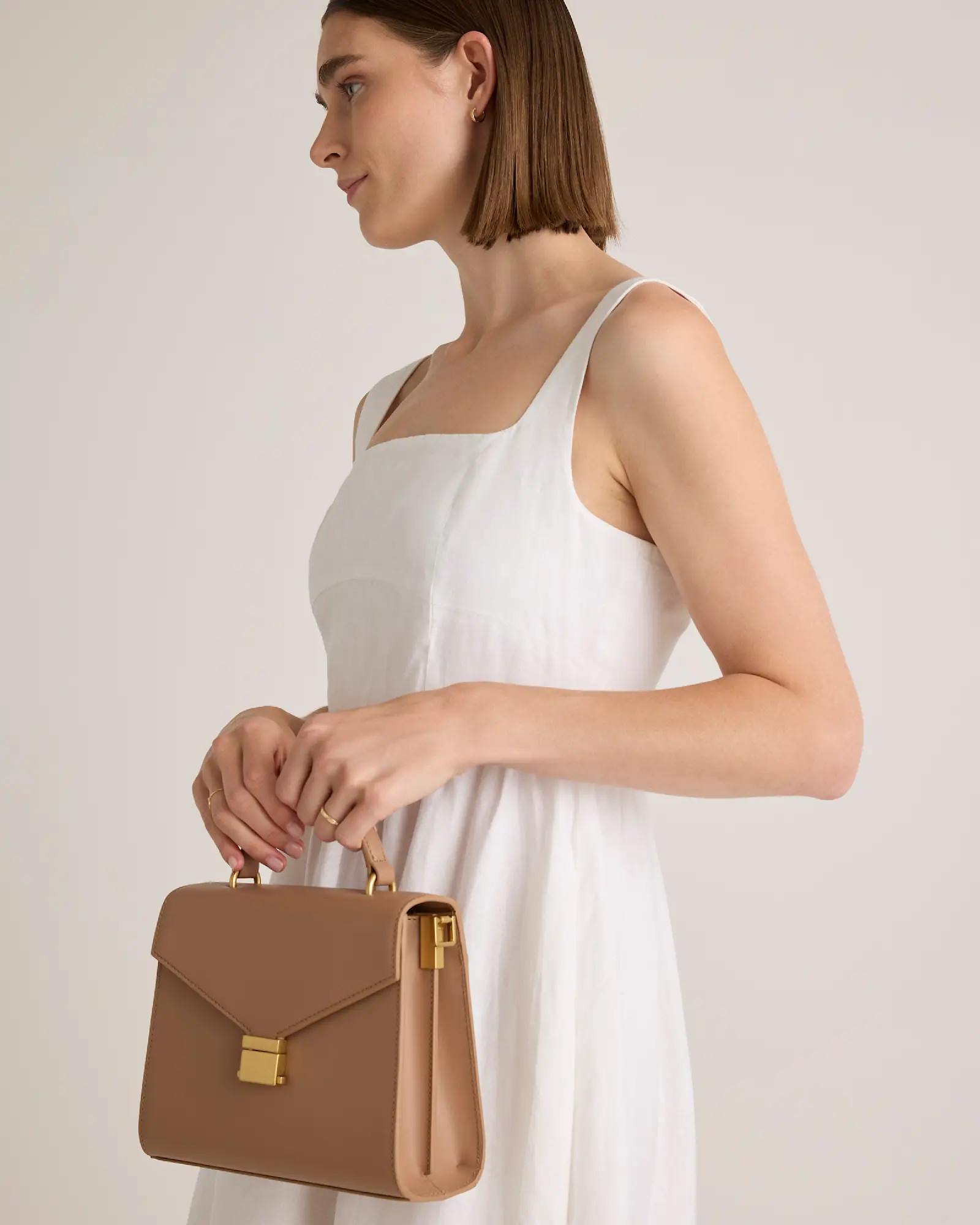 Italian Leather Top Handle Crossbody Satchel | Quince