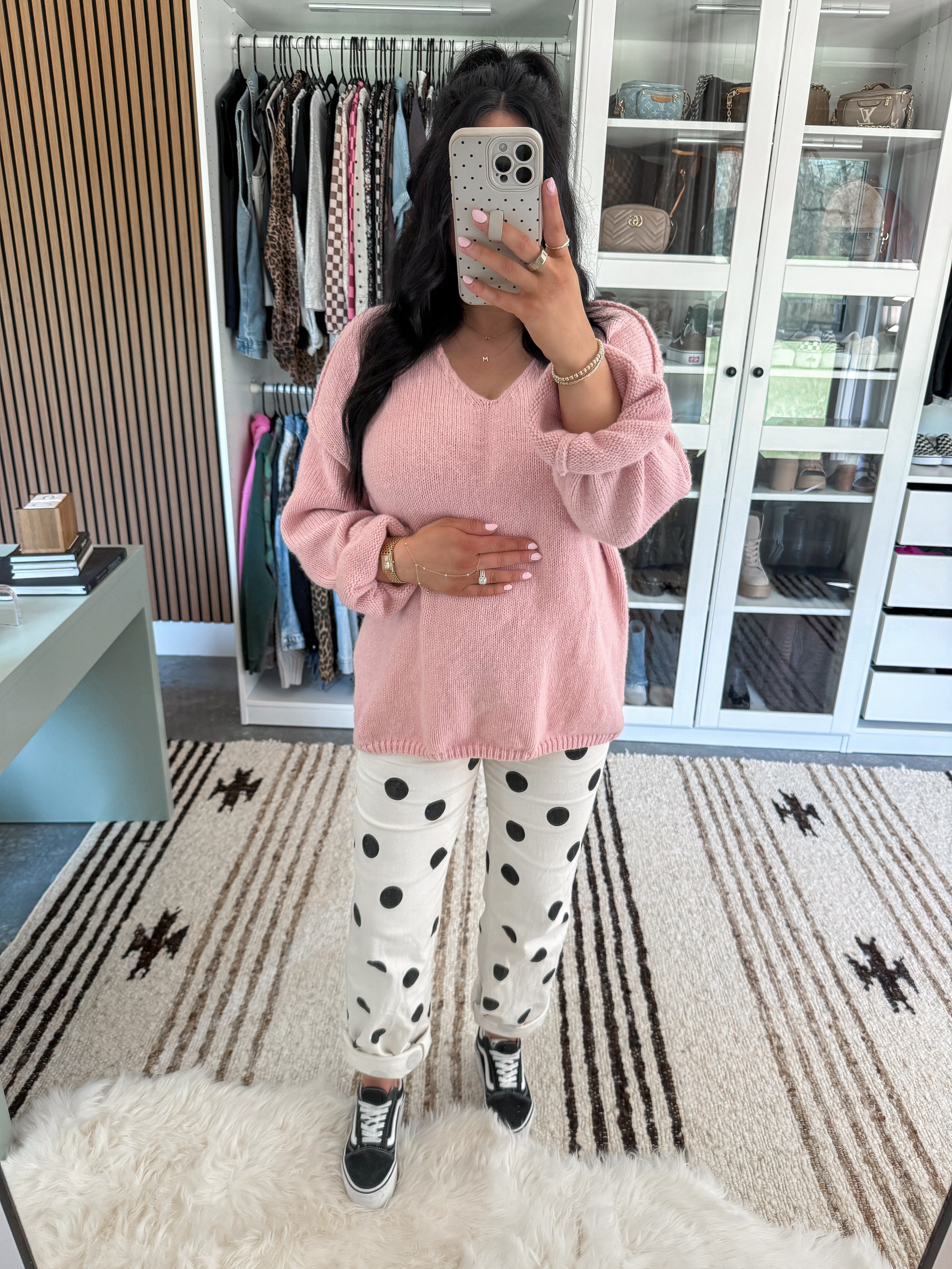 Spring Church Outfit Idea 🤍

Pink Sweater - small
Polka Dot Jeans - 27 (these no longer button with the bump, so I'm doing the hair tie trick with them!)
Bralette - medium

 This is the perfect outfit for those cooler spring days! Love the pink & black/white polka dot combo! You could also style these jeans with a basic black tank for summer 🖤 Finished the looked with my platform vans. 

 

#LTKootd #LTKBump #LTKSeasonal