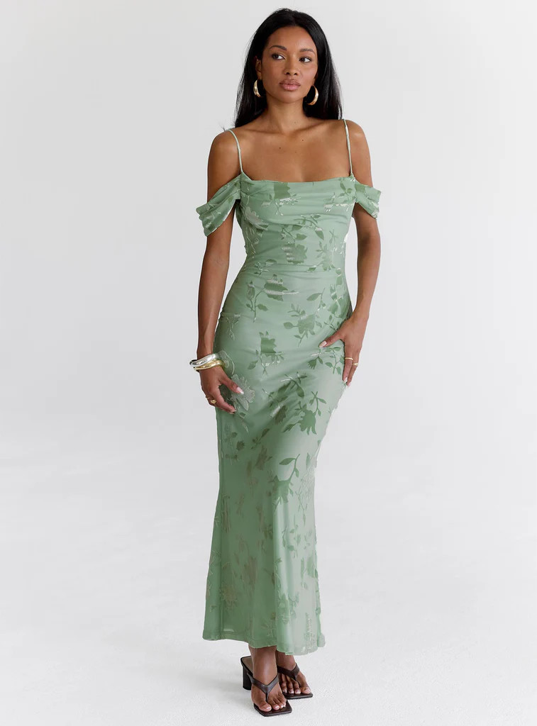 Green Gables Burnout Maxi Dress Sage | Princess Polly US