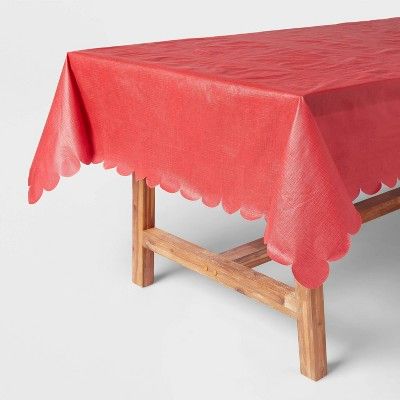 84" x 60" PEVA Scalloped Edge Tablecover Red - Wondershop™ | Target