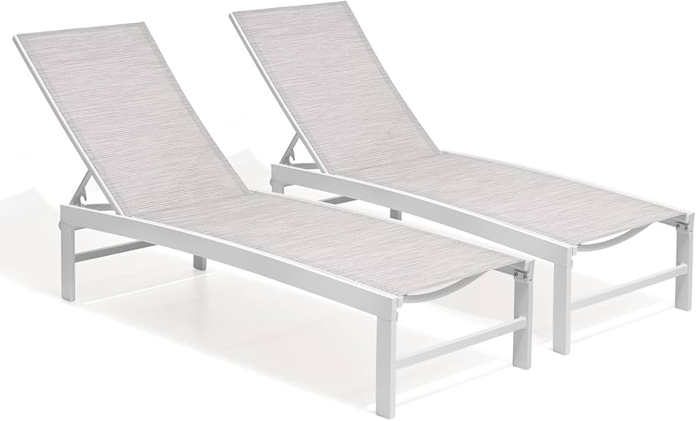 Crestlive Products Chaise Lounge Chair Outdoor Set of 2, Aluminum Pool Lounge Chair, Adjustable F... | Amazon (US)
