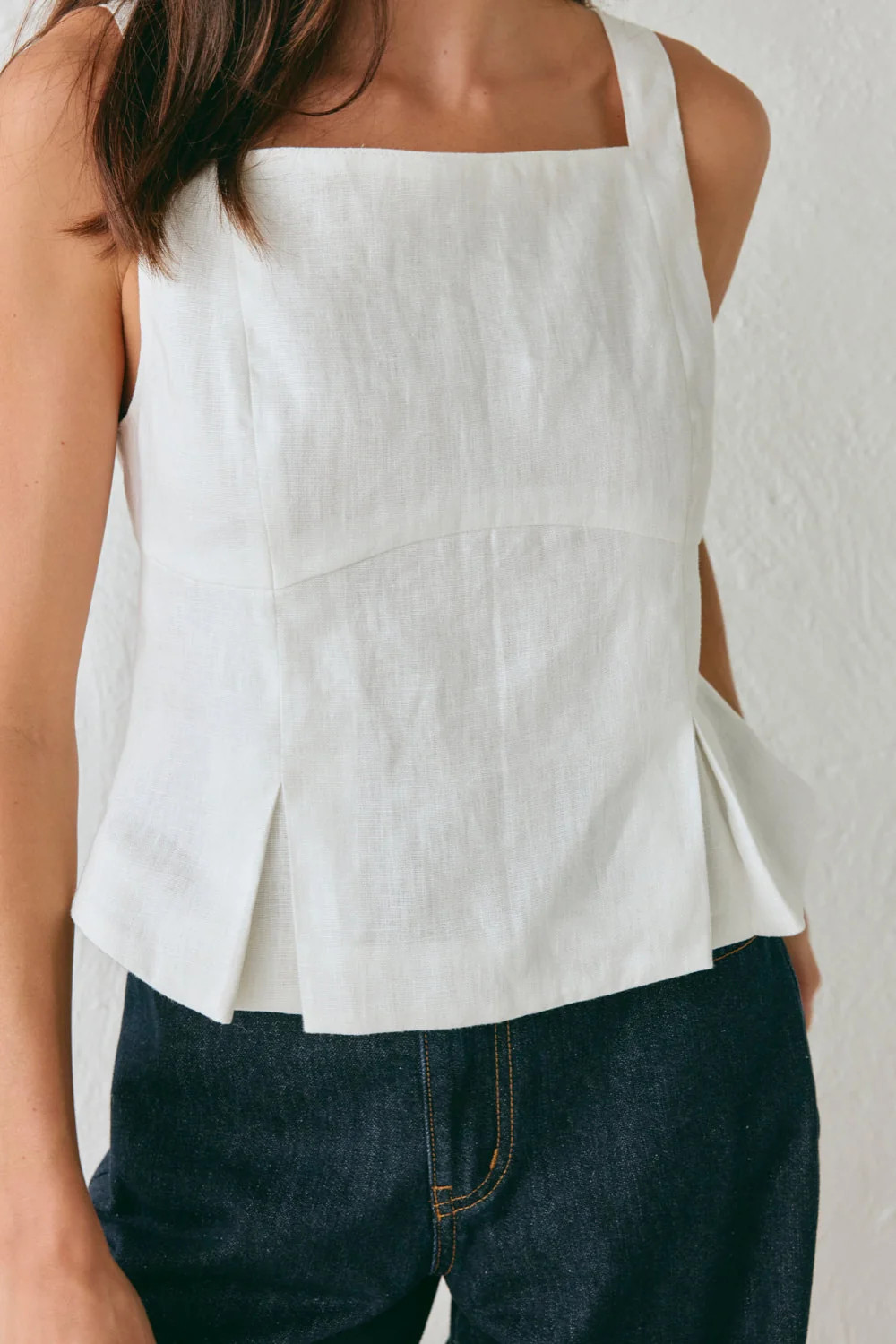Luna Linen Top White | VRG Grl