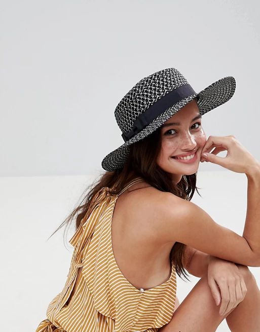 ASOS Straw Boater with Bow Detail in Mono | ASOS US