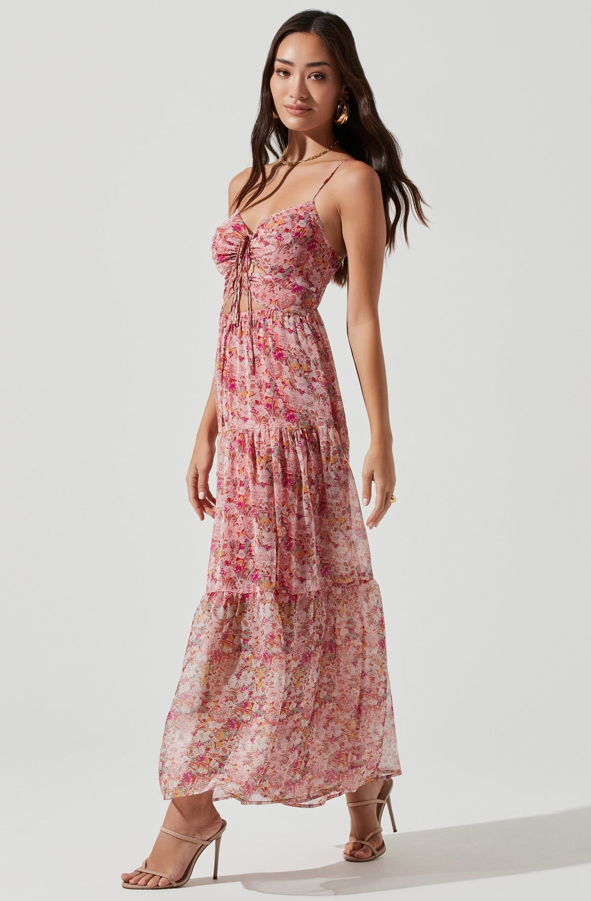 Brandy Floral Cinched Front Cutout Maxi Dress | ASTR The Label (US)