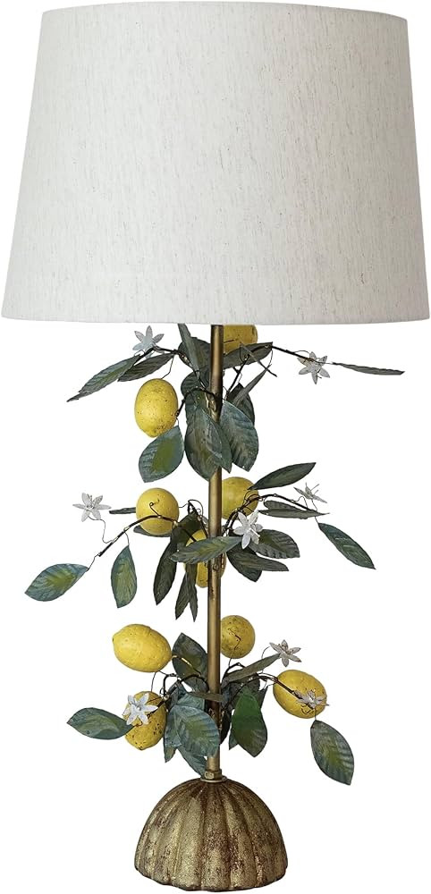 Creative Co-Op Metal Vintage Reproduction Toleware Table Lamp with Lemons, Leaves, Flowers, Linen... | Amazon (US)