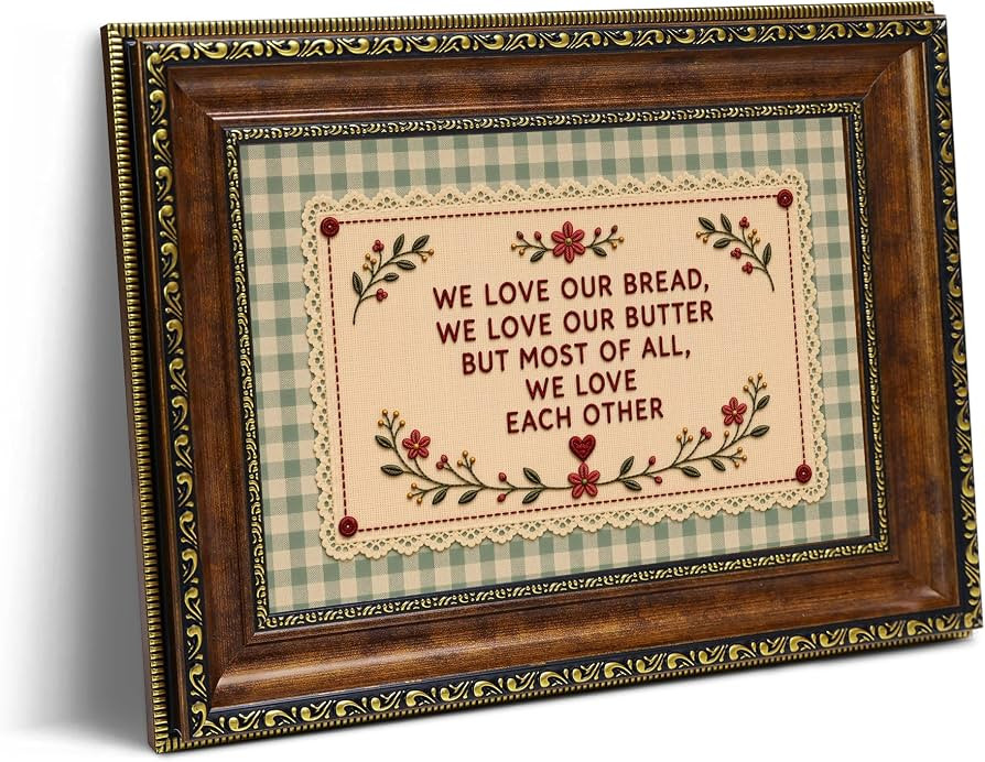 Vintage Framed We Love Our Bread Butter Wall Art Cottagecore Quotes Decor | Amazon (US)