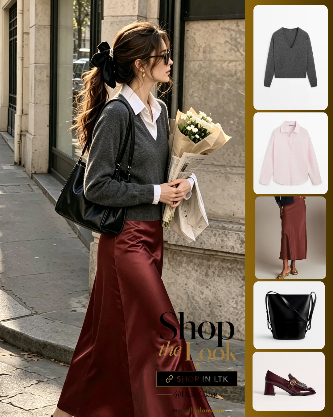 Parisian Everyday Elegant Outfit for Fall, Timeless Layered Look

#ParisianStyle #FallOutfitInspo #ElegantDailyWear #LayeredOutfit #SatinMaxiSkirt #KnitSweaterOutfit #ClassicChic #EffortlessStyle #AutumnFashion #NeutralElegance #FallWardrobe #ChicStreetStyle 

 #LTKootd #LTKOver40 #LTKWorkwear