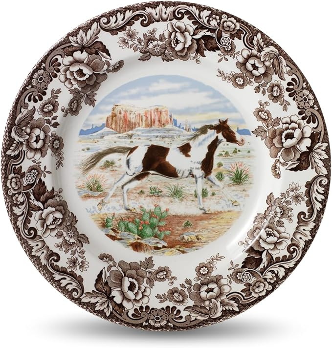 Spode Woodland Horse 8" Salad Plate - American Paint Horse Design, British Flowers Border, Fine E... | Amazon (US)