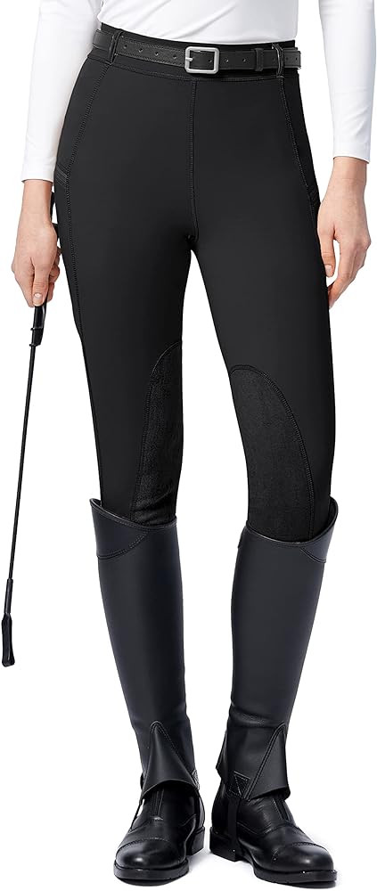 SANTINY Women's Horse Riding Pants with Zipper Pockets Knee-Patch Schooling Tights Equestrian Bre... | Amazon (US)