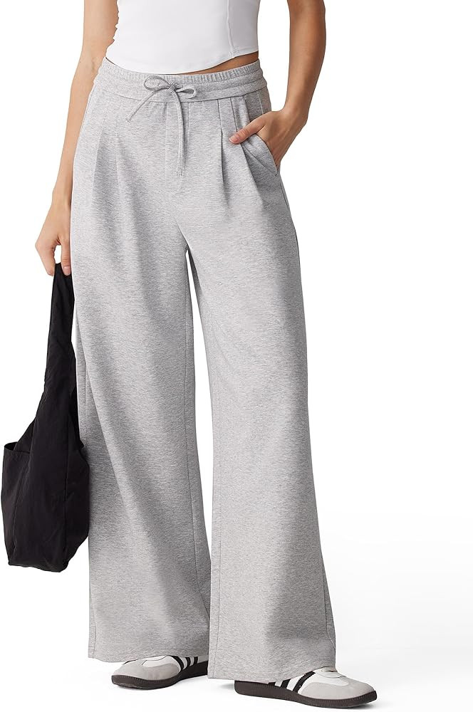MOOSLOVER Women Wide Leg Sweatpants Baggy Drawstring Lounge Pants Casual Comfy Dressy Trousers | Amazon (US)