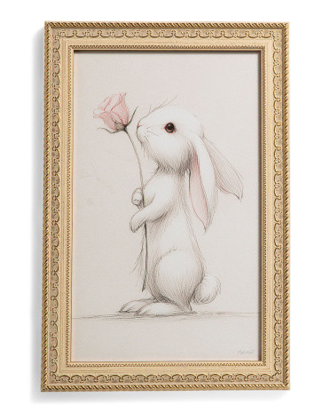 12x18 Bunny With A Flower Wall Art | TJ Maxx