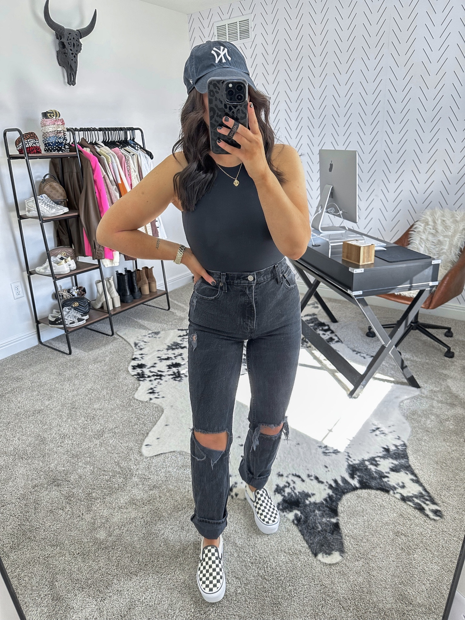 All black outfit 🖤

Bodysuit — small
Jeans — 25R

Casual spring outfit | black bodysuit outfit | black ripped straight leg jeans outfit | platform vans slip ons | hairstylist outfits | errands outfit

#LTKunder50 #LTKshoecrush #LTKunder100