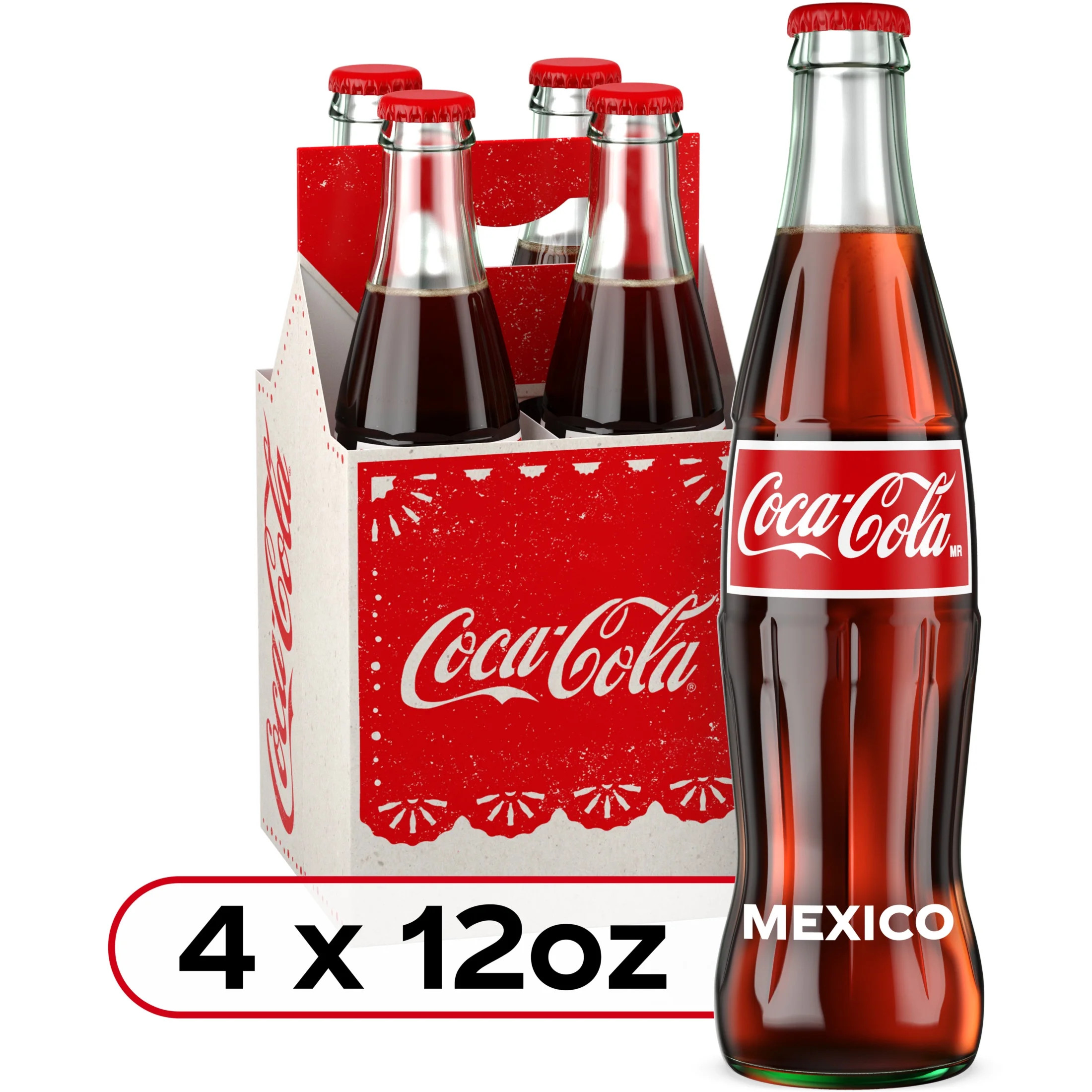 Coca-Cola Cane Sugar Mexican Soda Pop, 355 ml, 4 Pack Glass Bottle - Walmart.com | Walmart (US)