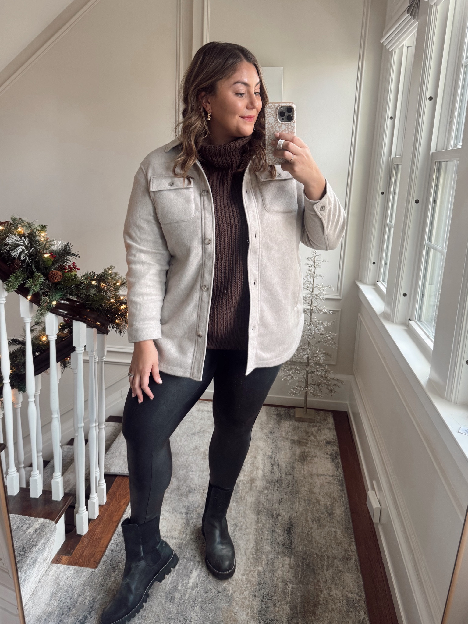 Wearing size 1X in jacket, L in sweater, 1X in leggings (use CARALYN20 at Spanx). 

#LTKMidsize #LTKStyleTip #LTKSeasonal