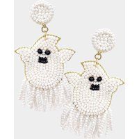 Seed Beaded Ghost Earrings, Halloween Earrings | Etsy (US)