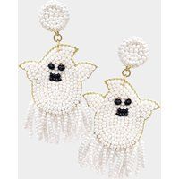 Seed Beaded Ghost Earrings, Halloween Earrings | Etsy (US)