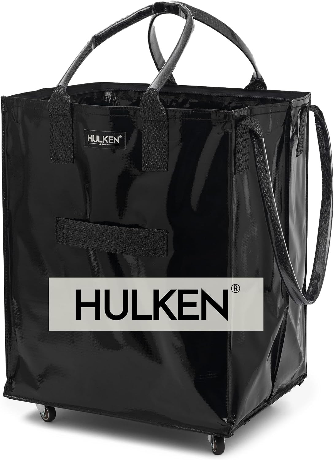 HULKEN - (Large, Black) Reusable Grocery Bag On Wheels, Shopping Trolley, Rolling Tote, Zipper Closure, Lightweight, Carries Up to 66 lb, Folds Flat, Unbreakable Handles | Amazon (US)