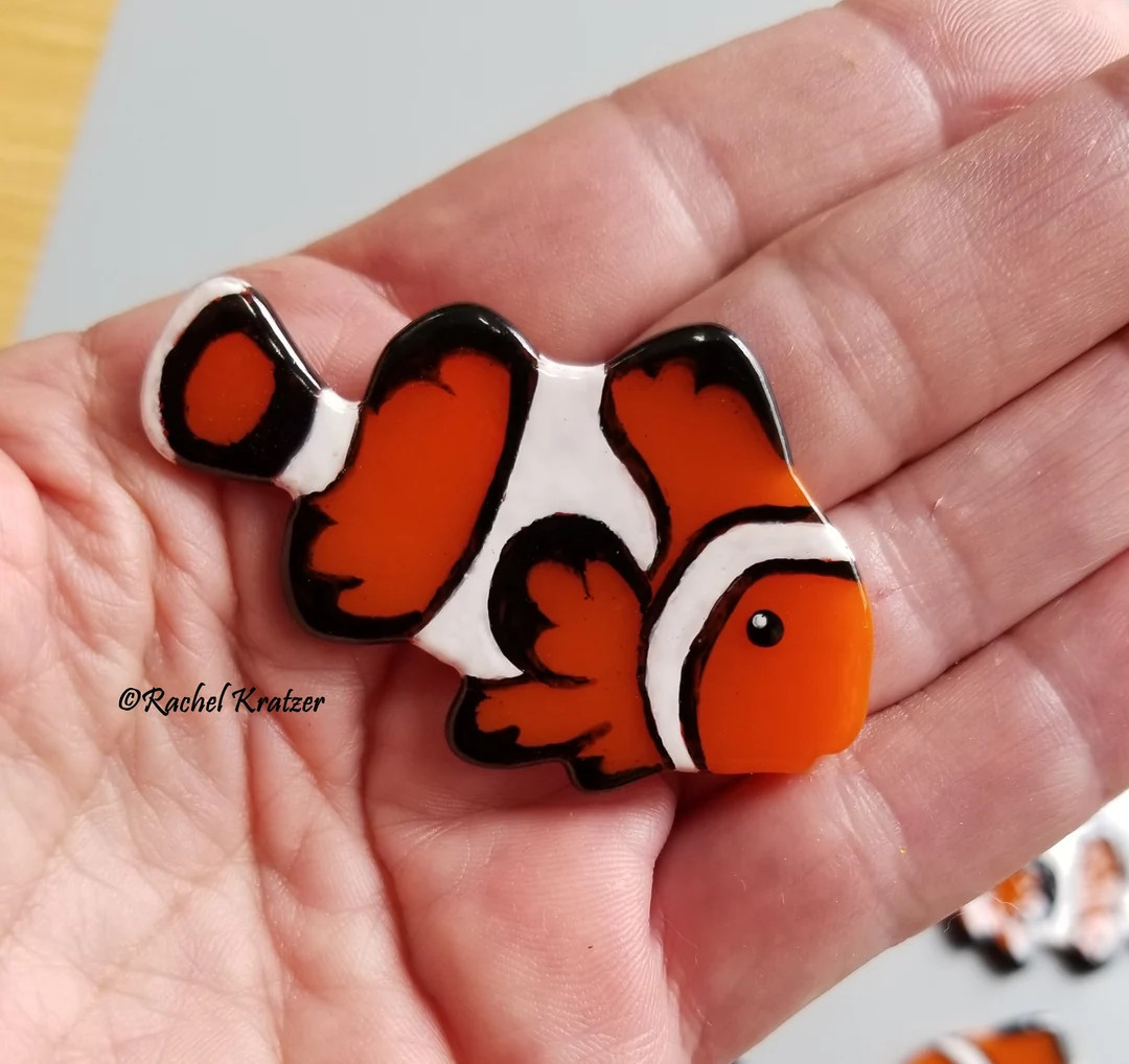 CLOWNFISH Fused Mosaic Stained Glass Precut Art Craft Kit - Seascape, Mosaic Inlay, Coastal Beach... | Etsy (US)