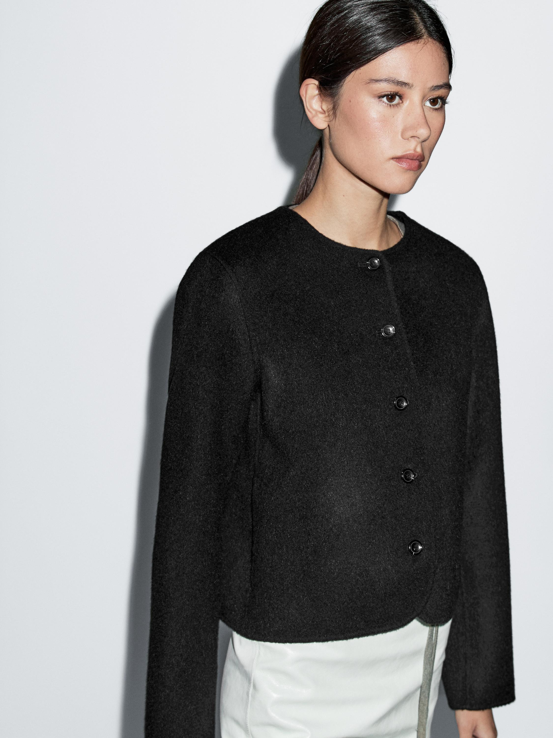 Short wool blend jacket | Massimo Dutti UK