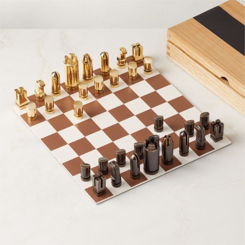 Point Dume Wood Chess Set, Game Room Decor, Cb2 Game Room, Chess Board, Neutral Games | CB2