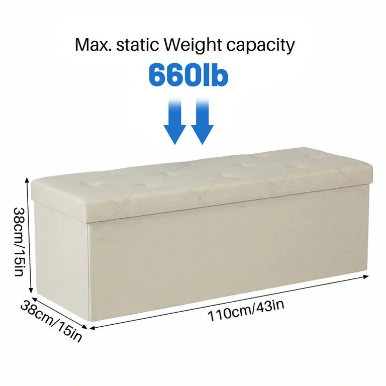 Gianna 43 Inches Folding Storage Ottoman Bench, Storage Chest, Foot Rest Stool, Bedroom Bench wit... | Walmart (US)