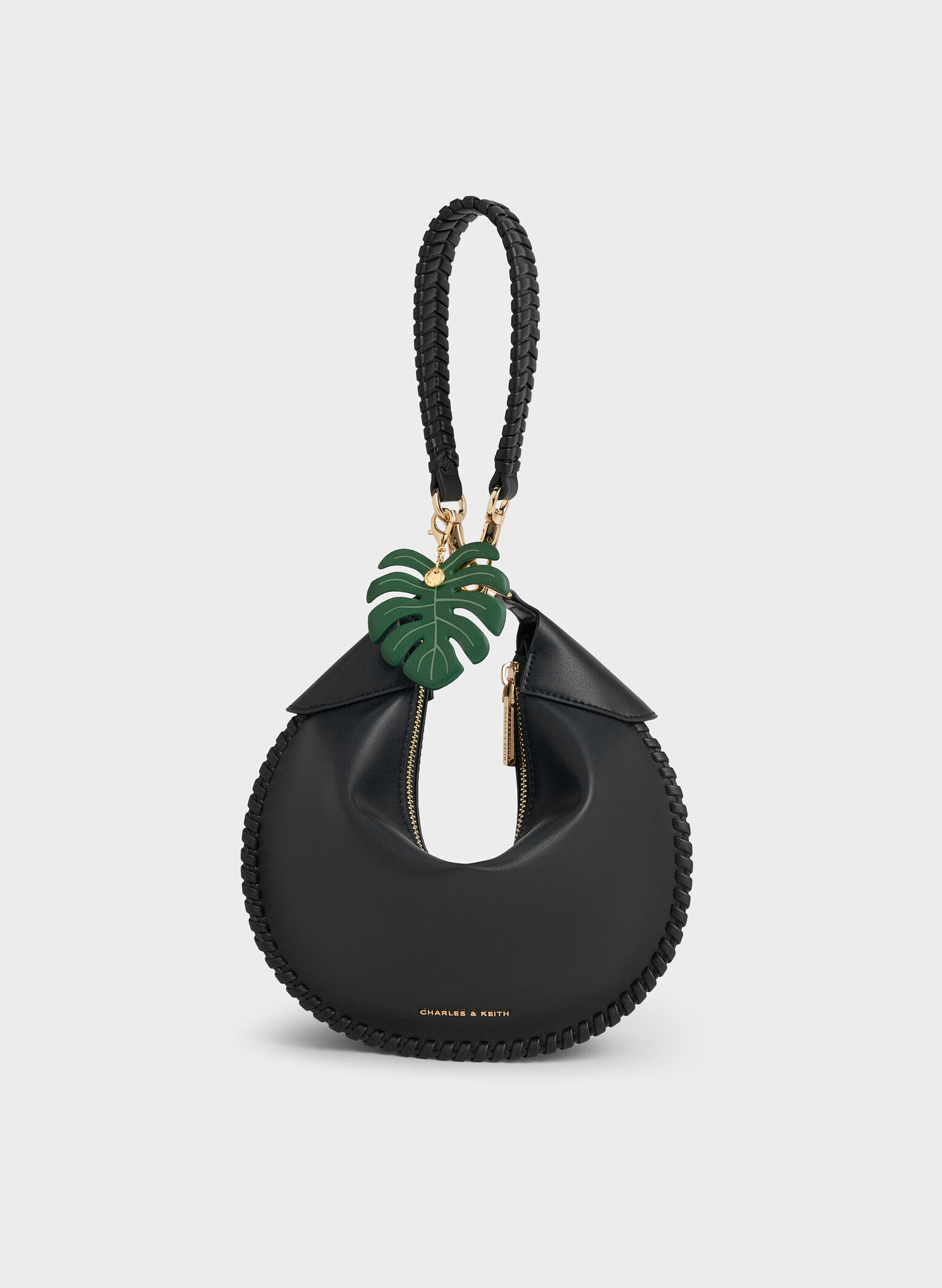 Blume Braided Curved Hobo Bag
    
         - Black | Charles & Keith AU
