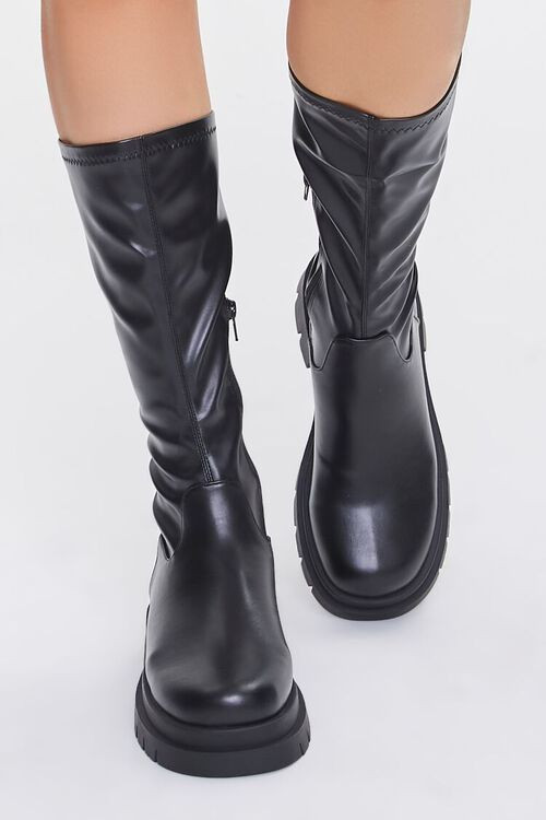 Faux Leather Calf-High Boots | Forever 21 (US)