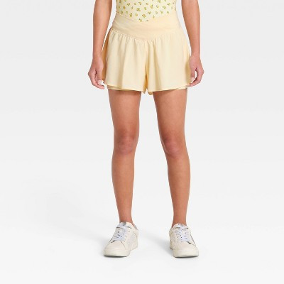 Girls' Crossover Waistband Shorts - All In Motion™ Yellow L | Target