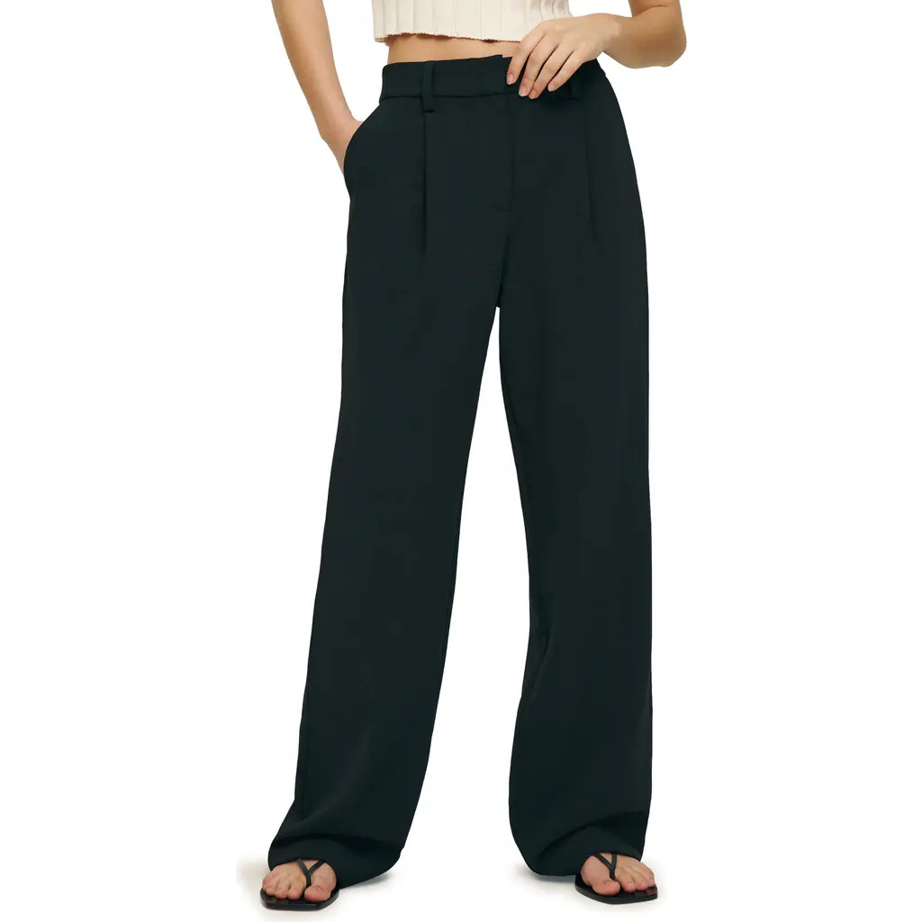 Reformation Alex Wide Leg Linen Pants in Black at Nordstrom Rack, Size 12 | Nordstrom Rack