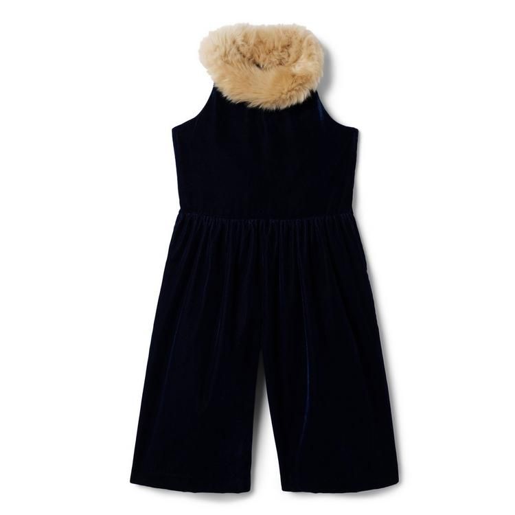 Velvet Faux Fur Collar Jumpsuit | Janie and Jack