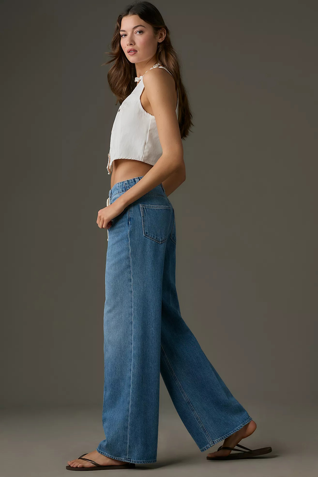 PAIGE Zoe High-Rise Tie-Waist Wide-Leg Jeans | Anthropologie (US)