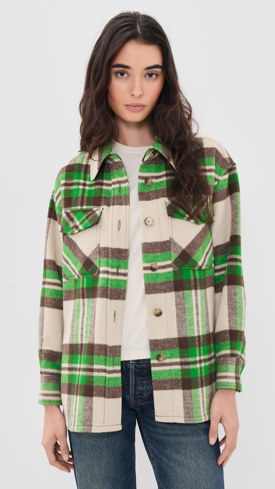 Madewell The Reissue Shacket Green Plaid M | Shopbop