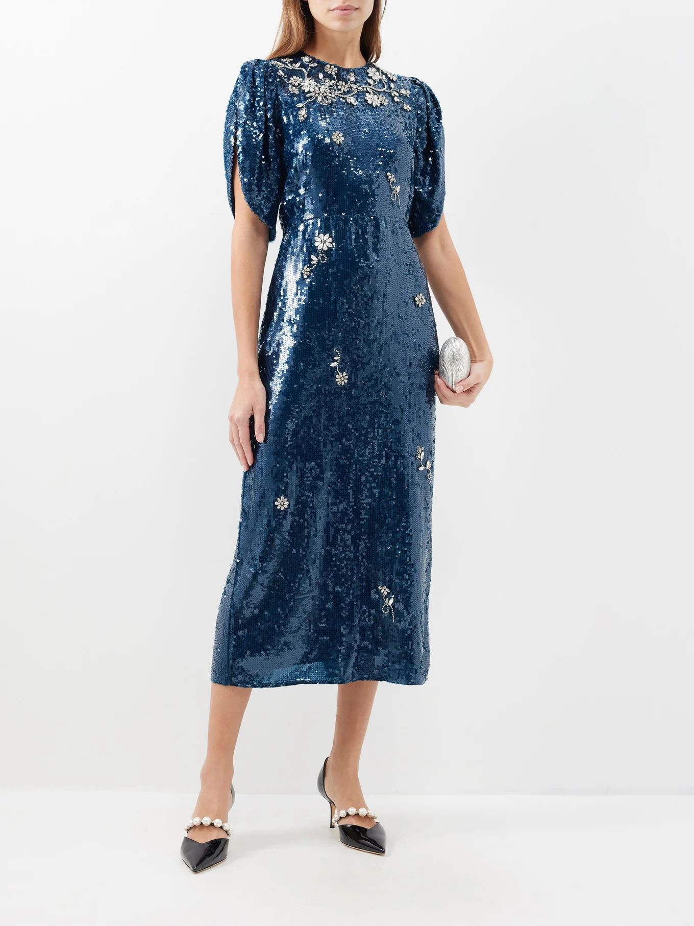 Crystal-embellished sequinned midi dress | Matches (US)