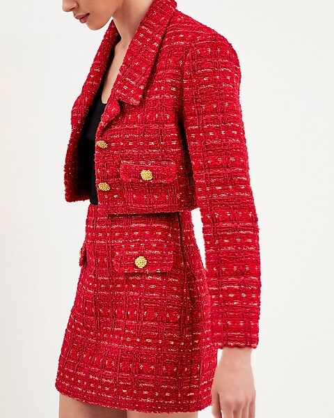 Endless Rose Premium Cropped Tweed Jacket | Express