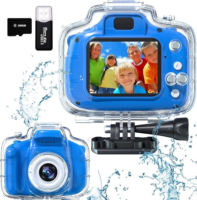 Kids Camera Waterproof Underwater Camera for 3-12 Year Old Boys Girls 2 Inch IPS Screen 1080P HD ... | Amazon (US)