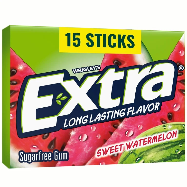 Extra Sweet Watermelon Sugar Free Chewing Gum, Single Pack - 15 Stick | Walmart (US)