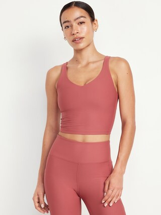 Light Support PowerSoft Ribbed Longline Sports Bra | Old Navy (US)