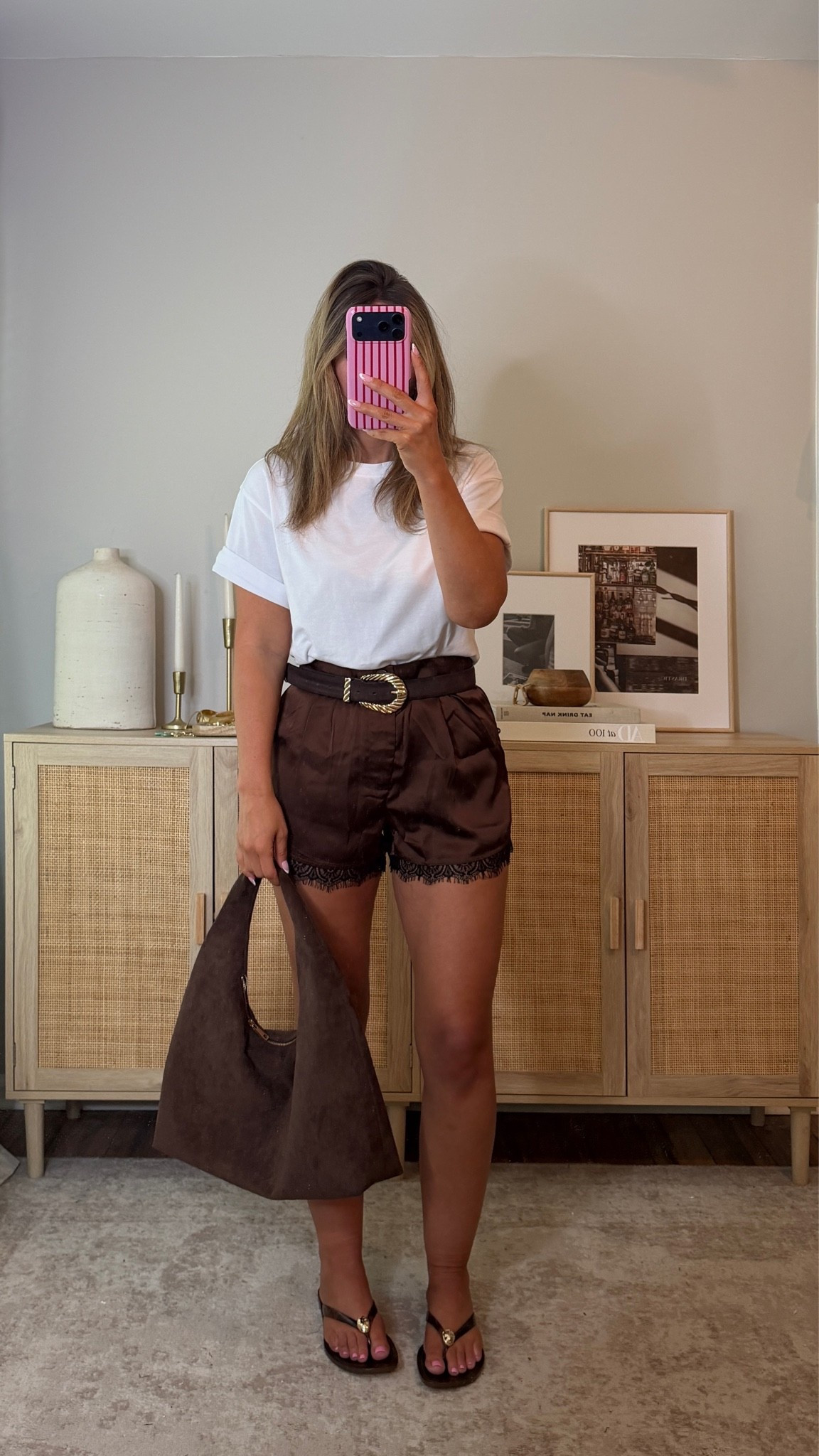 elevated casual chic weekend outfit! size M in both. shorts run big + have an elastic band on the back, i’d size down. love the chic style and lace detail on these. amazon, amazon outfit, amazon fashion

#LTKootd