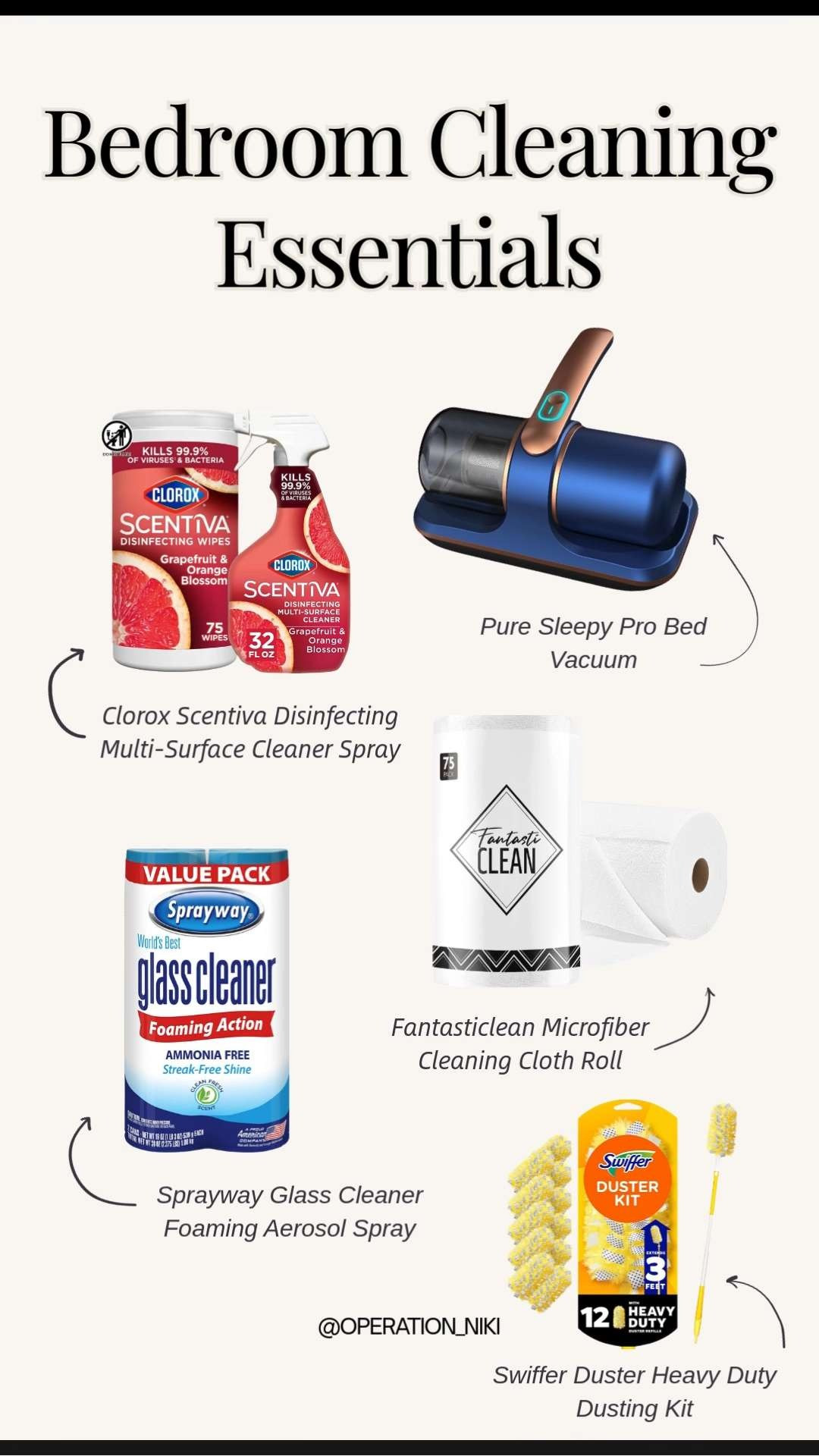 Make Cleaning Easier ✨ Bedroom cleaning essentials that help keep your space fresh, organized, and manageable. These are the tools I rely on to stay consistent with my cleaning routine and make regular resets quicker and more efficient.

Follow for more @OPERATION_NIKI on IG, TikTok, & Facebook
#bedroomcleaning #cleaningessentials #homeorganization #organizedhome #cleaningroutine #amazonfinds #amazonhome #homecleaning #operationniki 

 #LTKHome #LTKFindsUnder50 #LTKFindsUnder100