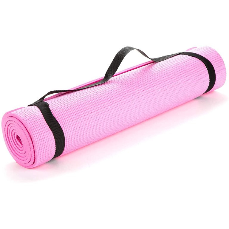 Mind Reader All Purpose 6mm PVC Extra Thick Yoga Mat with Carrying Strap, Pink - Walmart.com | Walmart (US)