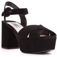 Black suede platform strap sandals | Secret Sales