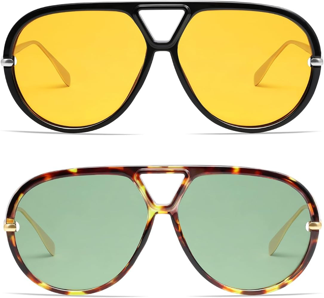 VANLINKER Oversized Trendy Polarized Aviator Sunglasses for Women Men Retro Round Sunglasses Vint... | Amazon (US)