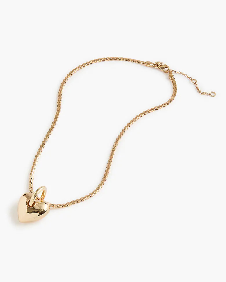 Puffy gold heart pendant necklace | J.Crew Factory