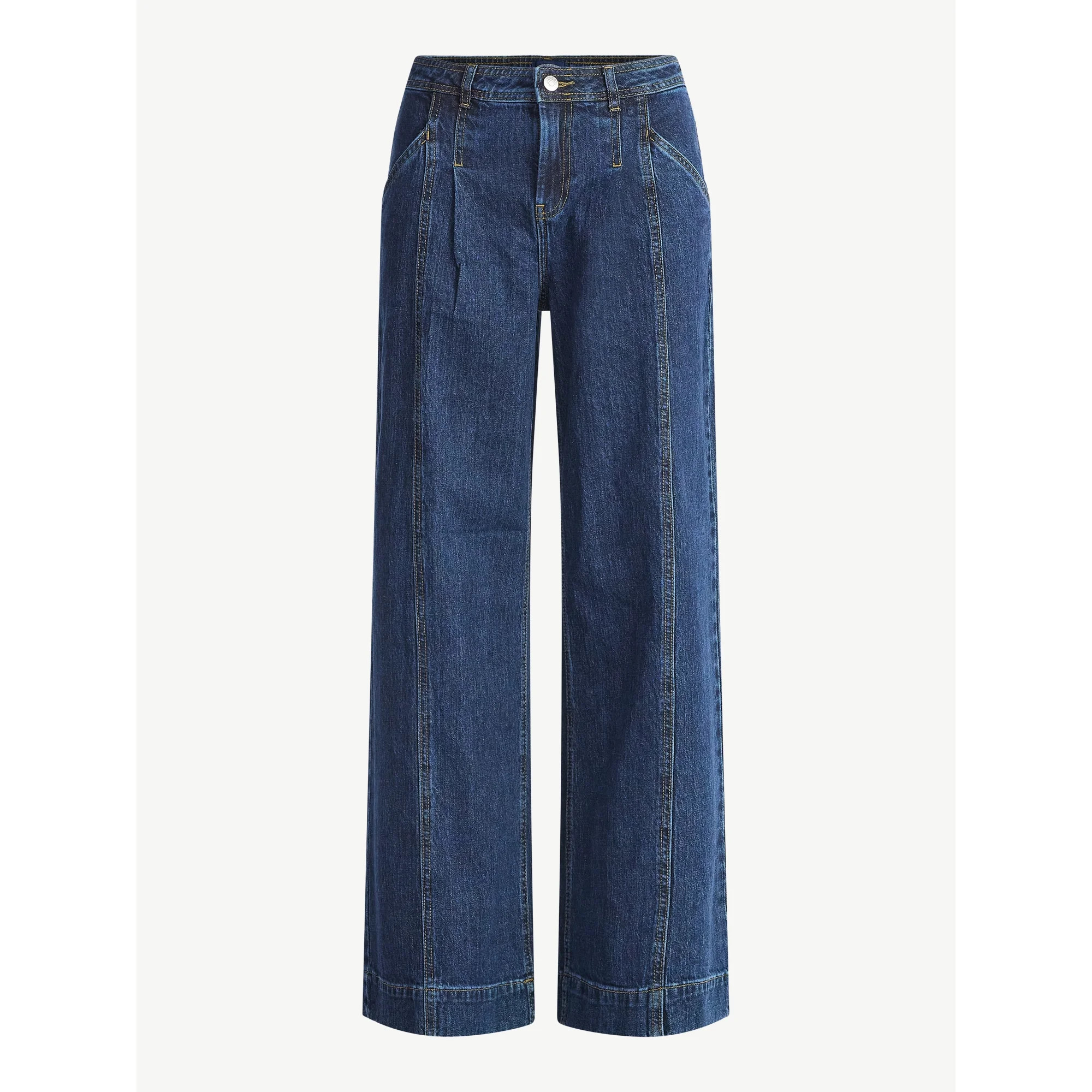 Scoop Women’s Pleated Wide Leg Jeans, Sizes 0-18 | Walmart (US)