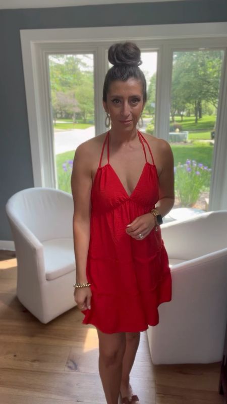 Red halter style dress from target. On sale for $20. Regular $25. It is true to size and comes in three colors.



#LTKStyleTip #LTKSaleAlert #LTKOver40