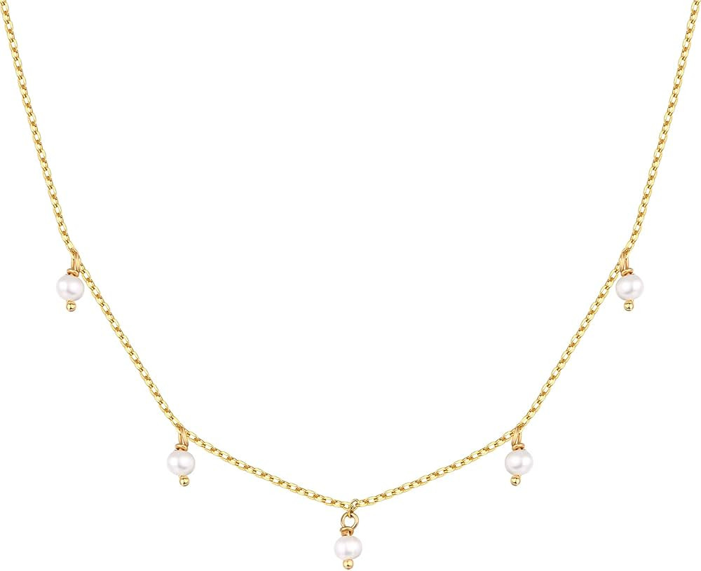 PAVOI 14K White Gold Plated Station Necklace | Simulated Diamond BTY Necklace | Womens CZ Chain N... | Amazon (US)